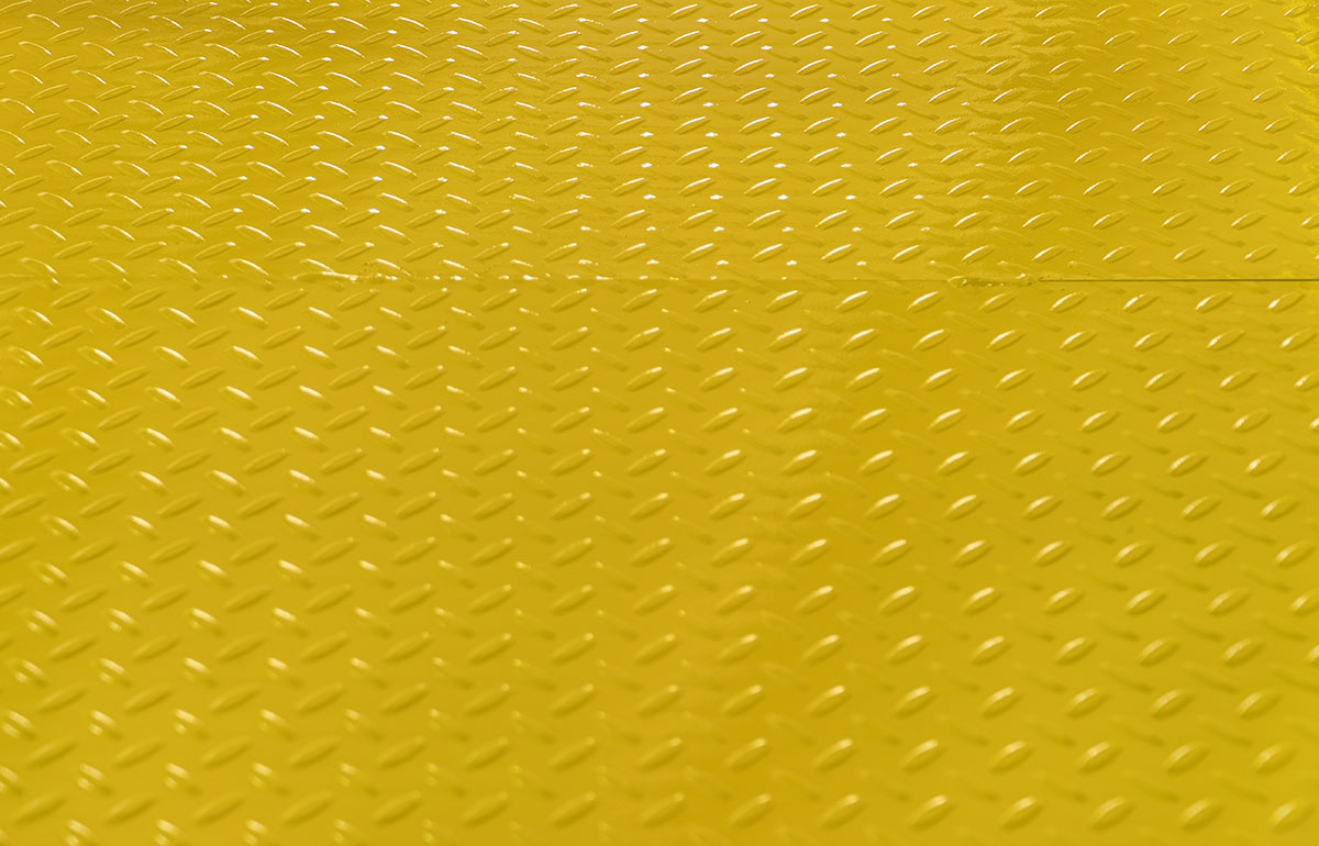 Diamond plate steel platform after powder coating